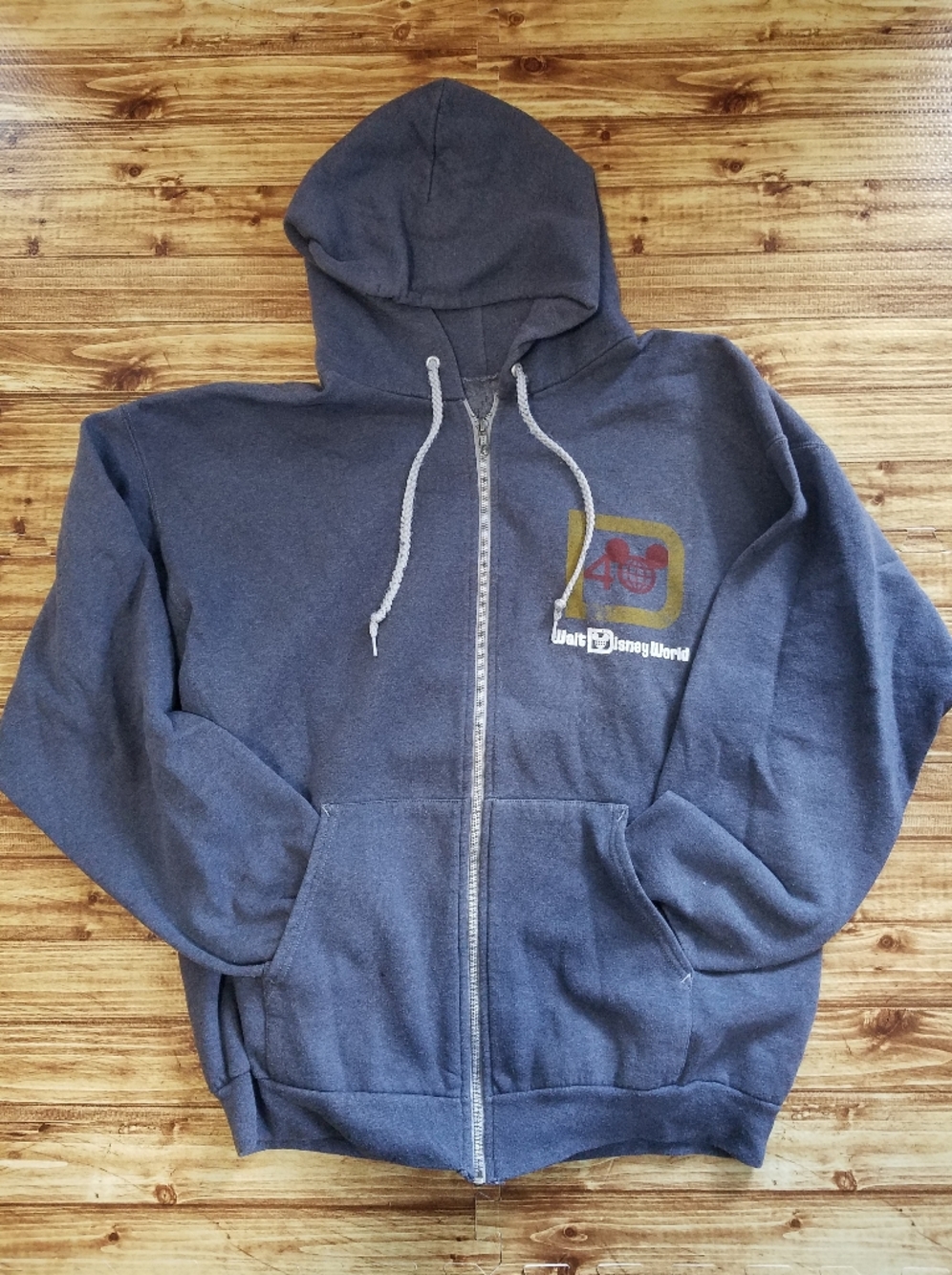 Disney Parks Men's Large World Walt Blue Zip Hoodie 40th Anniversary Vintage